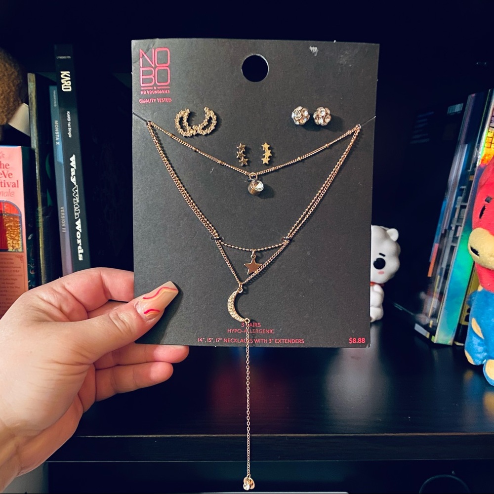 NWT No Boundaries Earrings and Necklaces Set
